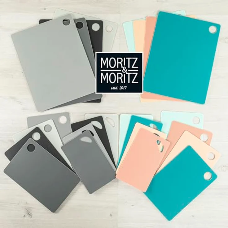 Moritz & Moritz Schneidebrett 4x Schneidematte Küche, Kunststoff, (4er-Set, 4-St), Je 29 x 19 cm - für schnelles Arbeiten – Bild 9