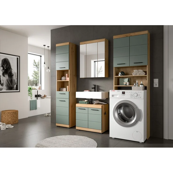 Xonox Scout Waschmaschienenüberbau (B/H/T: 63x191x24 cm) in Salbei und Artisan Eiche Nachbildung – Bild 5