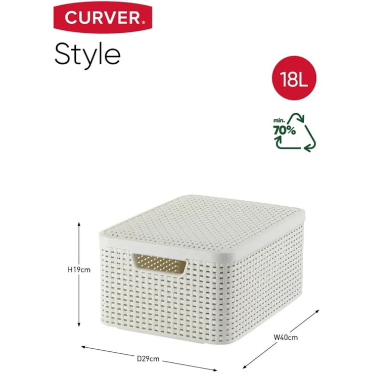 Curver Aufbewahrungsbox mit Deckel Style M 18L Cremeweiß 443865 – Bild 4
