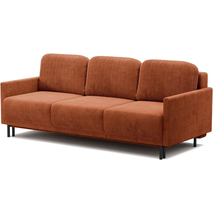 Selsey 'Hamiel' 3-Sitzer Sofa mit Schlaffunktion und Bettkasten, Cord, Kupferrot – Bild 1
