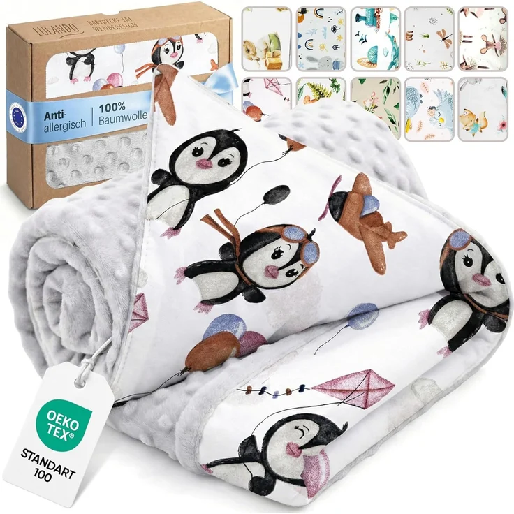 LULANDO Babydecke Kuscheldecke Krabbeldecke aus 100% Baumwolle, antiallergisch, Standard 100 von Oeko-Tex, hergestellt in der EU,(100x75 cm). Kuschelige Lieblingsdecke für Ihr Baby. – Bild 1