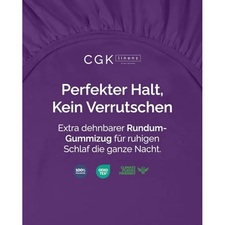 CGK Unlimited Spannbettlaken 90x190 cm, Mikrofaser Spannbetttuch 40 cm tief, violett, Oeko-Tex Standard 100 zertifiziert – Bild 2
