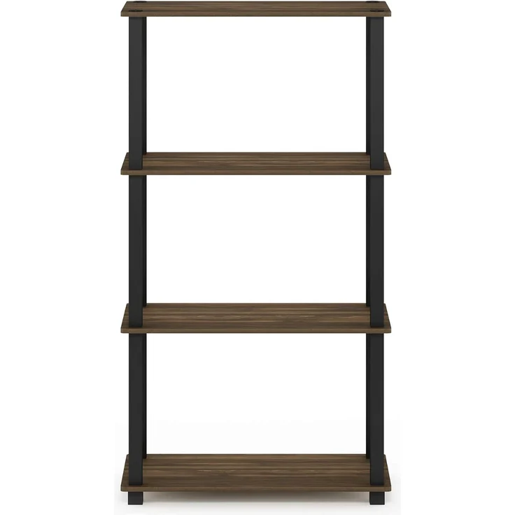 Furinno 4-Ebenen Mehrzweck-Regal mit Vierkantrohr, holz, Columbia Walnut/Schwarz, 29. 46x59. 94x109. 86 cm – Bild 5