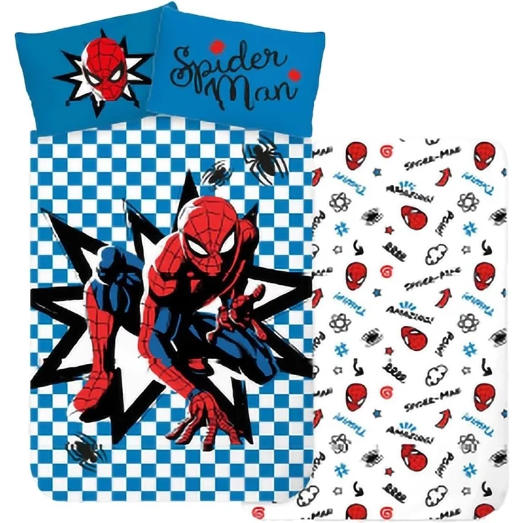 MARVEL Kinderbettwäsche Bettwäsche Spiderman Karo, 1 teilig