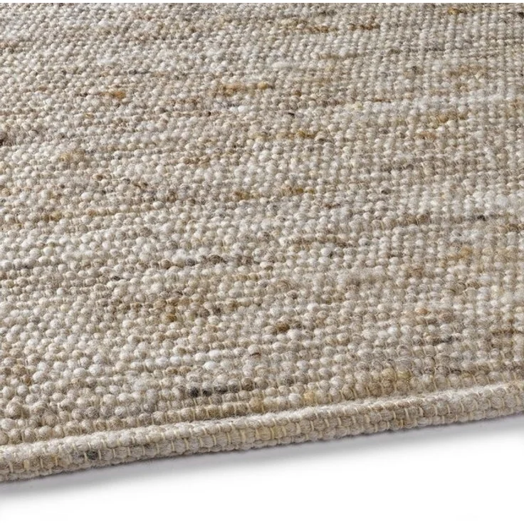 TaraCarpet Wollteppich TaraCarpet Handwebteppich Malmoe, rechteckig, Höhe: 10 mm, Schurwolle Webteppich sand meliert Wohnzimmer Schlafzimmer 070x130 – Bild 4