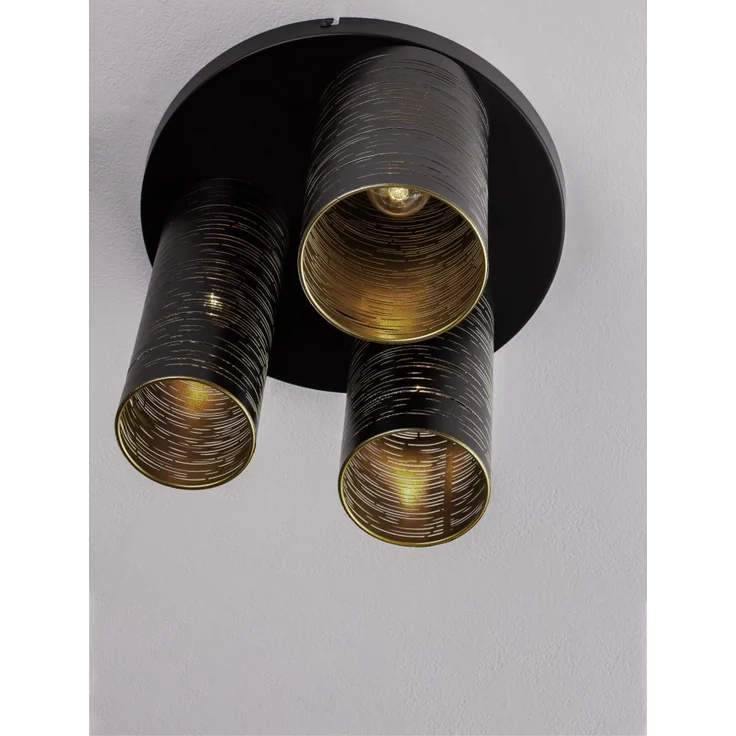 Nova Luce 9555811 ZANE Deckenleuchte 3-flammig Schwarz Gold E14 – Bild 4