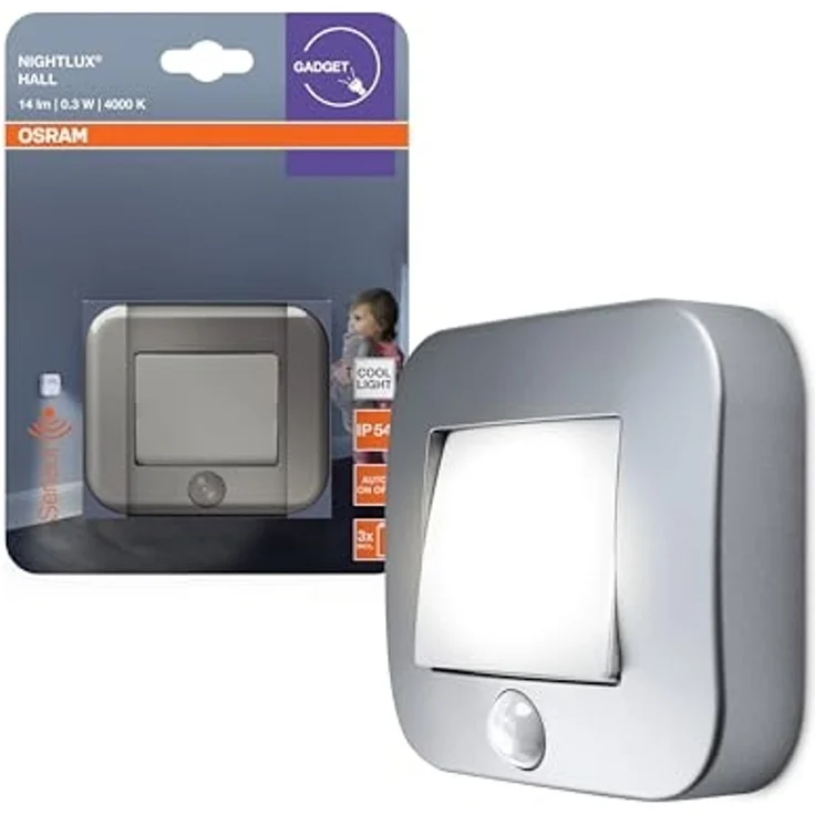 Osram LED-Nachtlicht Nightlux Hall mit Licht- & Bewegungssensor 8,4 cm kaltweiß silber – Bild 5