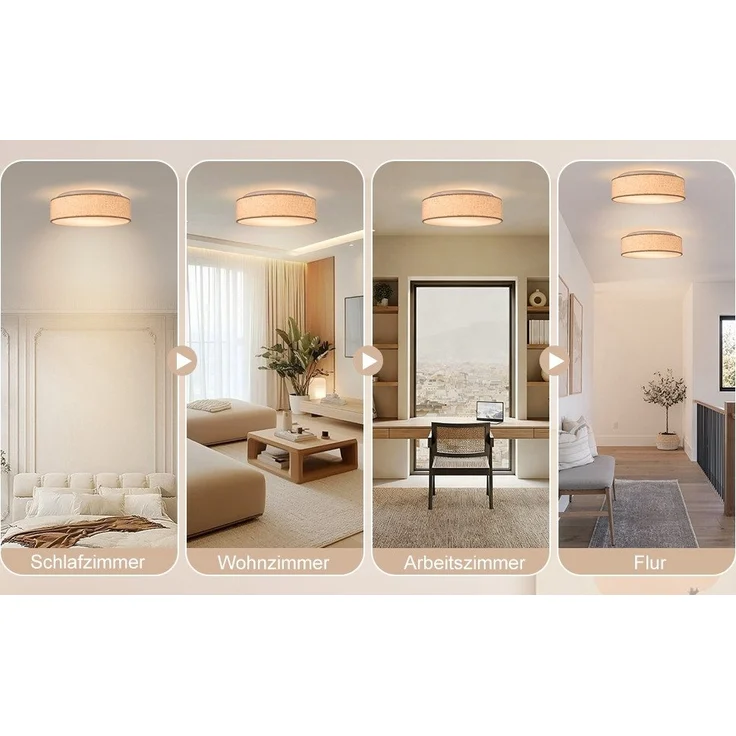 Zedelmaier Lampenschirm Deckenlampe Deckenleuchte mit Stoff-Lampenschirm, Wohnzimmerlampe Schlafzimmer Kinderzimmer Flur Lampe – Bild 3