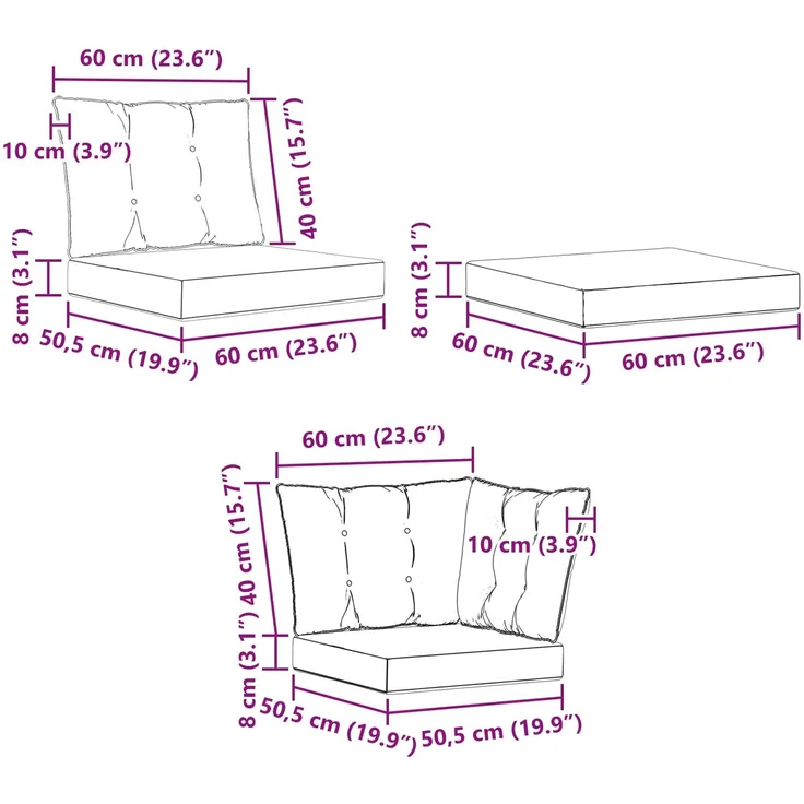 vidaXL Outdoor-Sofagarnitur 6 Stk. Weiß und Creme 3389648 – Bild 12