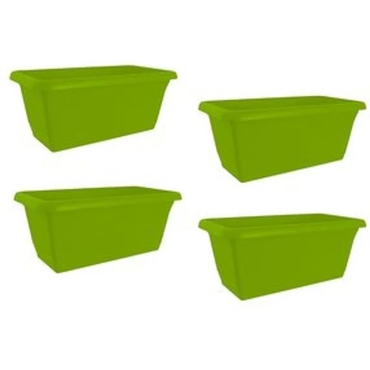 HTI-Living Blumenkasten Blumenkasten mit Wasserspeicher 40 cm 4er Set Grün (Set, 4 St, 4 Blumenkästen), Pflanztopf Pflanzschale – Bild 4