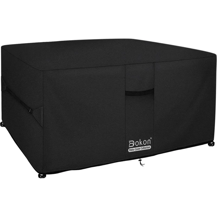 Dokon Gartenmöbel Abdeckung Wasserdicht Winddicht UV Beständiges Gartentisch Abdeckplane mit Belüftungsöffnungen Robustes Oxford-Gewebe Schutzhülle für Loungemöbel Sitzgruppe (125 x 125 x 74 cm) Schwarz