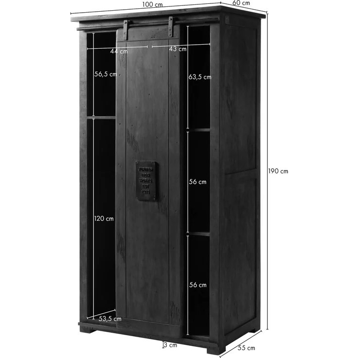 Schrank Mango 100x60x190 grau lackiert RAILWAY #216 – Bild 6