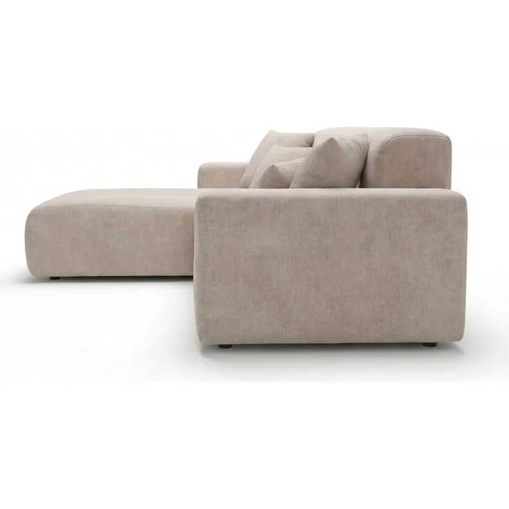 GRAINGOLD Ecksofa L-Form Nork, Wohnzimmer Ecksofa, Couch L-Form, Velour-Stoff, Beige, Links – Bild 7