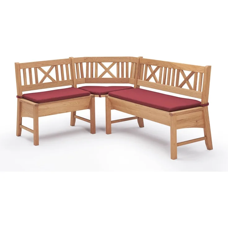 Eckbank Deborah aus Massivholz 177 x 204 x 87 Küchenbank massiv Buche lackiert/Weinrot 12147-177204-rot