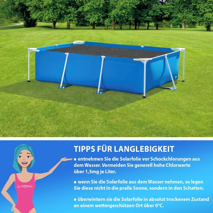 Miganeo Pool Solarfolie 260 x 160 cm rechteckig | 180 my | schwarz – Bild 4