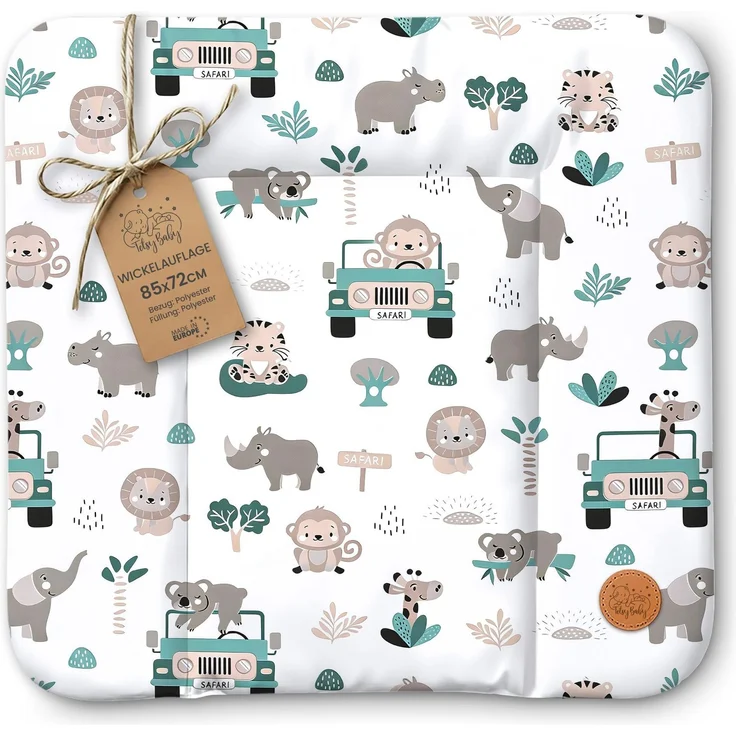 Wickelauflage Wickelunterlage abwaschbar und wasserdicht 85x72 cm - Wickelmatte zum Auflegen auf Wickeltisch Wickelaufsatz Wickelkommode oder Waschmaschine changing mat 85x72 Afrika