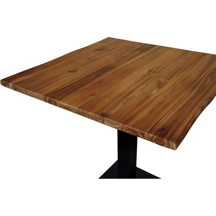 Bistrotisch Baumkante massiv 75 x 75 cm Akazie honigfarben Säulengestell schwarz IRIS 169367676 – Bild 5