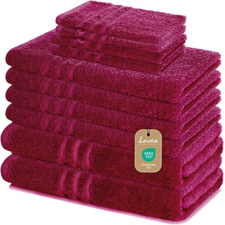 Lavea Handtuch Set Elena, Duschtücher, Handtücher, Gästetücher, Waschhandschuhe, 100% Baumwolle (Set, 10-St), Frottierserie, weich & saugstark, pflegeleicht, 500 g/m² Frottier