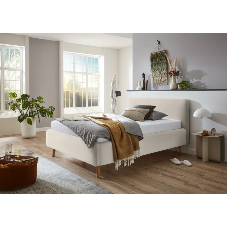 Polsterbett >Mattis< Liegefläche 140x200cm, Nordic Ivory, Stellmaß: 161x105x218cm (BxHxT) – Bild 1