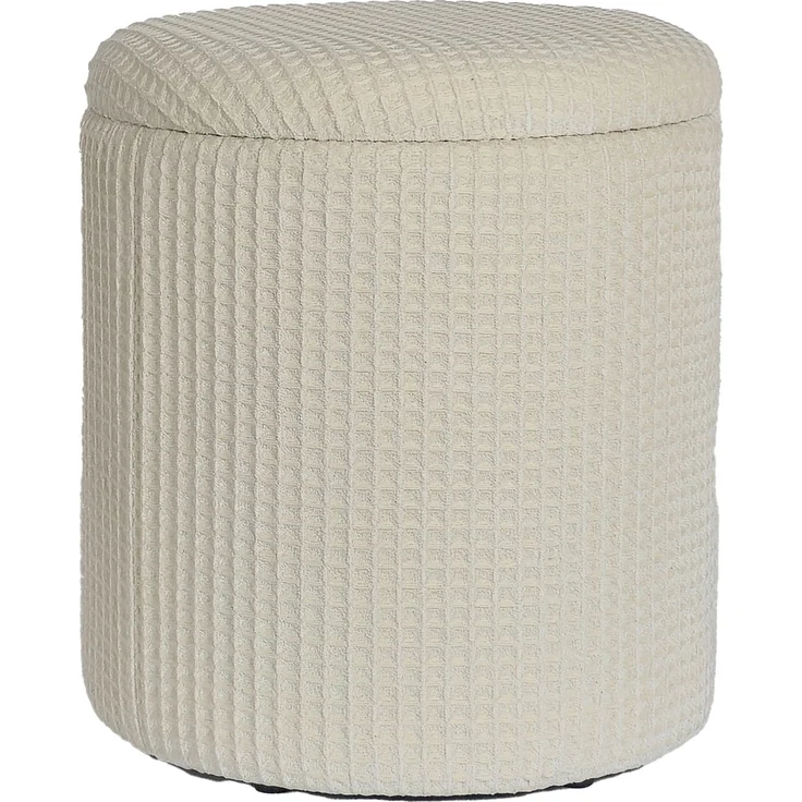 Sitzhocker mit Stauraum rund Ø40x45cm Beige Baumwolle abnehmbarer Deckel Wohnzimmer – Bild 6