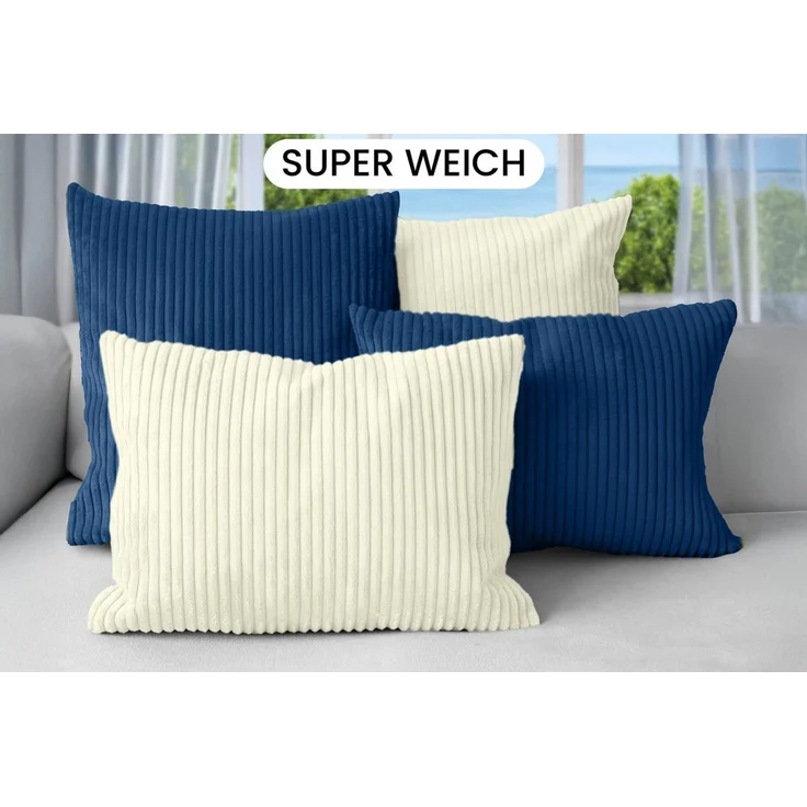 Amilian Dekokissen Sofakissen 4er Set mit Füllung - 2x 45x45 + 2x 35x45 cm, Hotelverschluss, waschbar, formstabil – Bild 2