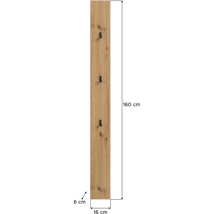 Garderobenpaneel B/H/T: 160x13x6 cm in Artisan Oak Nachbildung – Bild 3