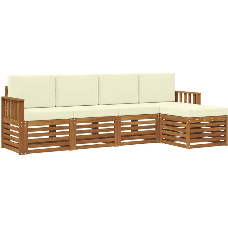 vidaXL Outdoor-Sofagarnitur 5 stk. 5-Sitzer Natur und Creme 3374640 – Bild 2