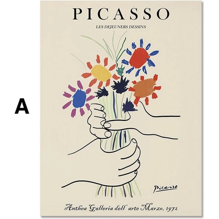 JUSTGOODMOOD Poster Picasso Matisse Museum Abstrakt Retro Porträt Bilder Wohnzimmer Wandbi, A (1 St) – Bild 2