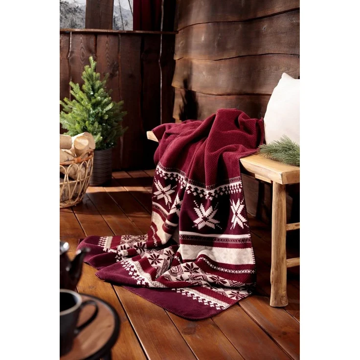 Wohndecke Nordic Knit, Biederlack, Stimmungsvolle Bordüren mit Schneeflocken und Eiskristallen – Bild 2