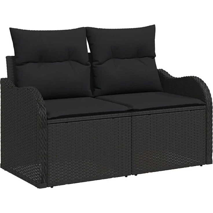 vidaXL Sofa Set 7 stk. Schwarz Polyrattan und Stahl 3448674 – Bild 3