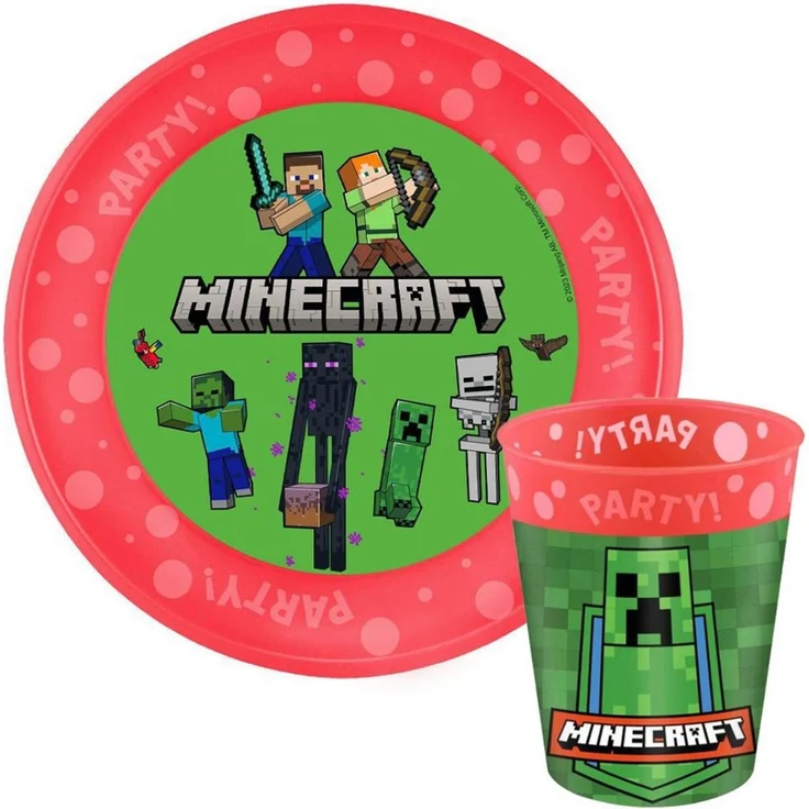 Minecraft Kindergeschirr-Set Minecraft Party Micro Premium Kunststoff Set – Bild 2