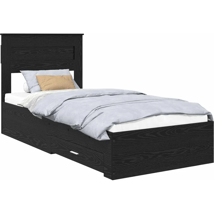 vidaXL Bettrahmen Schwarz Eichen-Optik 90 x 200 cm Holzwerkstoff 3410036 – Bild 1