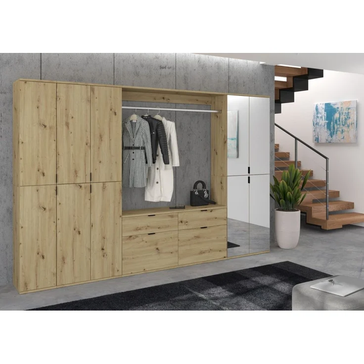 Garderobe mit Spiegel Line-Up in Eiche 273 x 193 cm – Bild 6