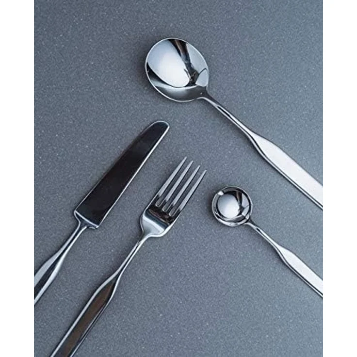 Alessi Collo-Alto, Tafelmesser aus Stahl AISI 420 glänzend poliert, Edelstahl, Silver, 23 x 2 x 5 cm, 6-Einheiten – Bild 2