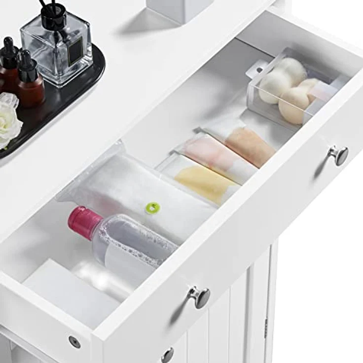 Yaheetech Badschrank Küchenschrank Kommode Aufbewahrungsschrank mit Schublade und Doppeltür Badezimmer 60 x 30 x 80 cm LBH Weiß – Bild 6