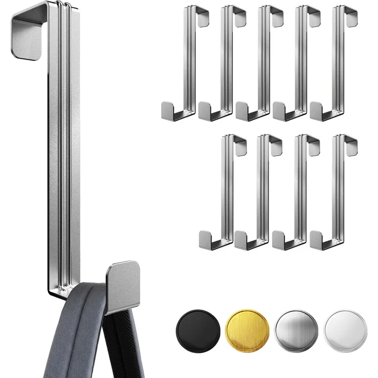 Aurelia Home Türhaken zum Einhängen, 10er-Set, Silber – ohne Bohren, bis 8 kg – Bild 1