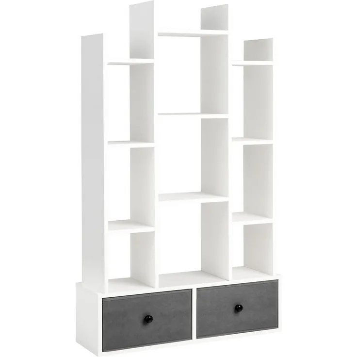 COSTWAY Bücherregal, Standregal mit 12 Fächern und 2 Schublade, 53x24x118cm
