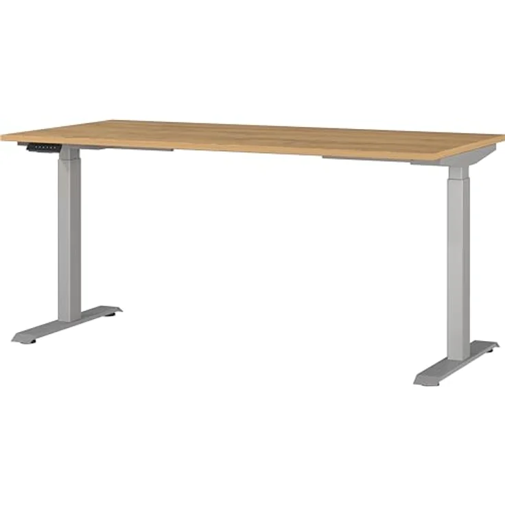 Germania Schreibtisch 7908-638, in Grandson-Eiche-Nb./Silber, EL. höhenverstellb, 160 x 120 x 80 cm (BxHxT) – Bild 2