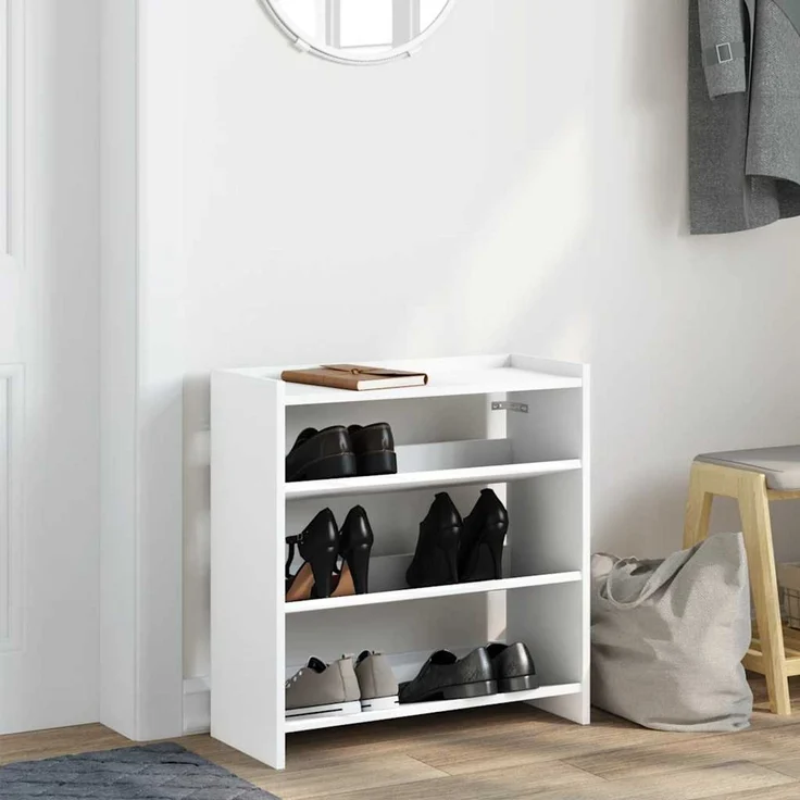 vidaXL Schuhregal Weiß 60x25x62 cm Holzwerkstoff 859887 – Bild 2