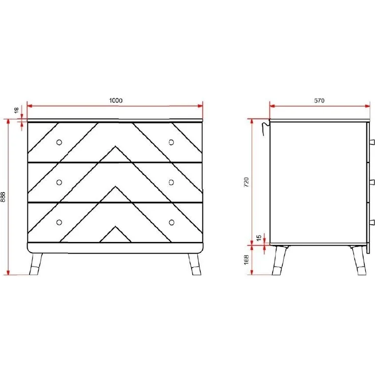 Kommode Kamillah 100x57x89 Schubladenkommode MDF Satin Weiß – Bild 4