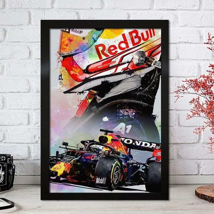 Poster Formel 1 Max Verstappen Rennfahrer Helm Rennwagen Red Bull · Deko Print ohne Rahmen - C / 30x40 cm – Bild 6