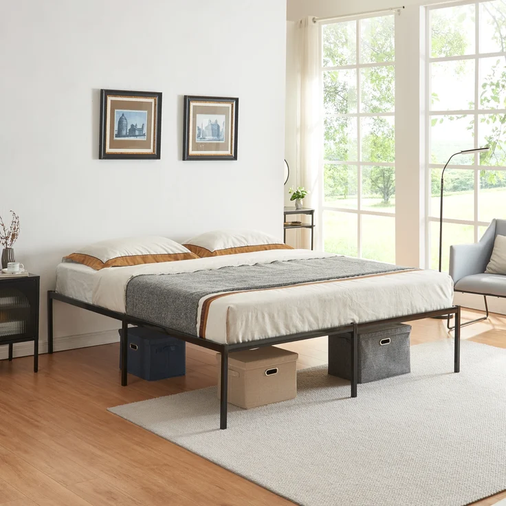 Metallbett Vårdö 160x200 cm Schwarz [en. casa] – Bild 1