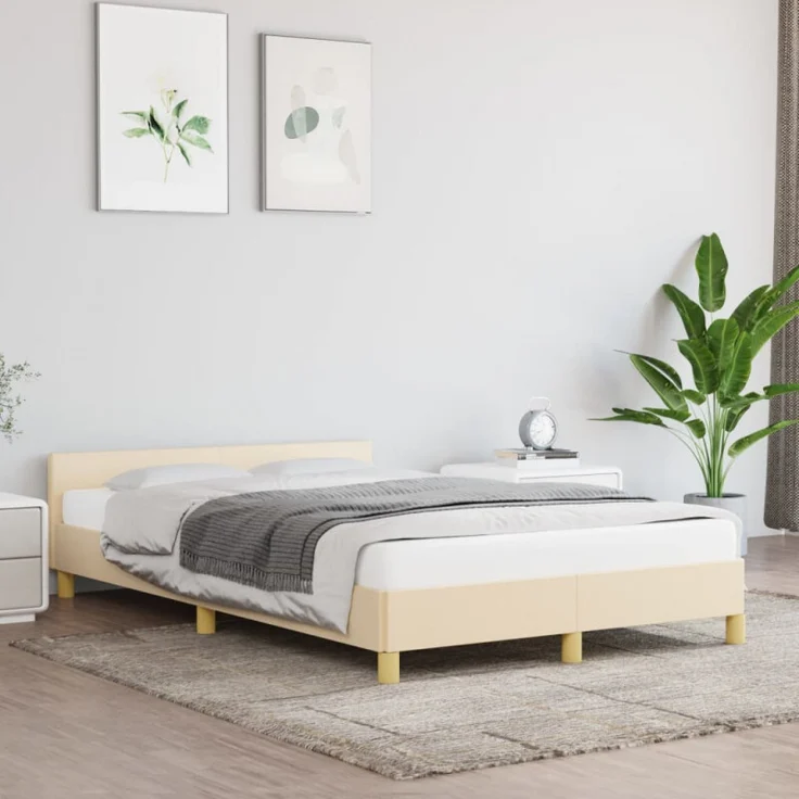 vidaXL Bettgestell ohne Matratze Creme 120x190 cm Stoff 379539 – Bild 3