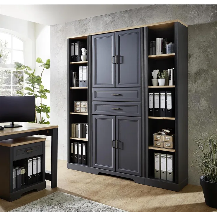 Regal-Set >Jasmin< in Graphit - 172x204x38cm (BxHxT)