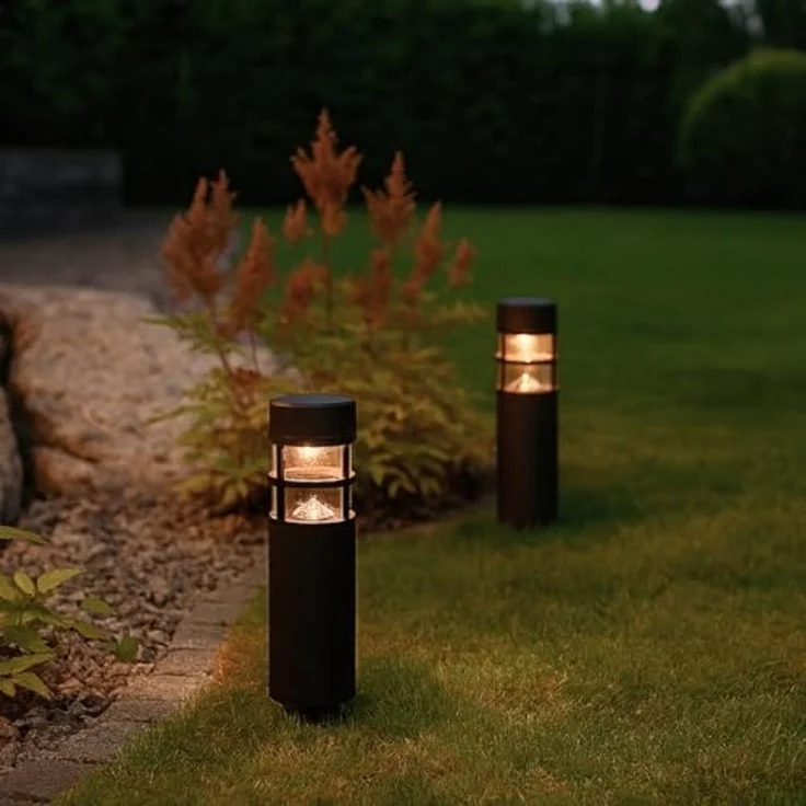 LED-Solar-Wegeleuchte "Rundi", 2er Set, schwarz, 7 x 28 cm, – Bild 4