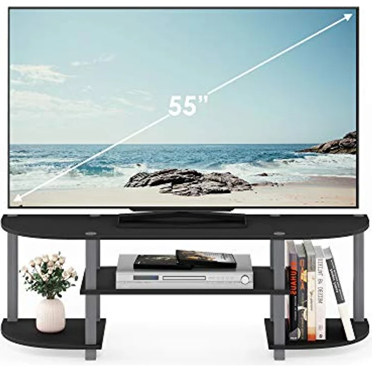 Furinno Breitbild-TV-Unterhaltungszentrum, holz, schwarz/grau, 34. 04x34. 04x40. 39 cm – Bild 5