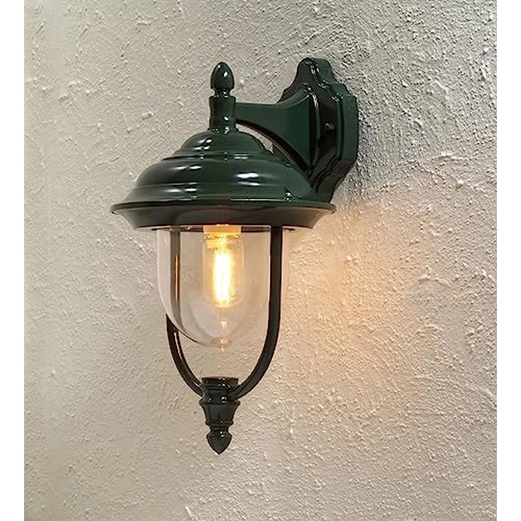 Konstsmide Parma 7222-600 Wandleuchte / B: 24cm T: 29cm H: 46cm / 1x75W / IP43 / lackiertes Aluminium / grün, Down – Bild 2
