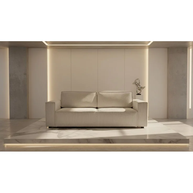 Wohnero24 Schlafsofa HIRA 240x102 cm – Premium Cord Sofa Beige mit Schlaffunktion 191x152 cm & Bettkasten – Bild 4