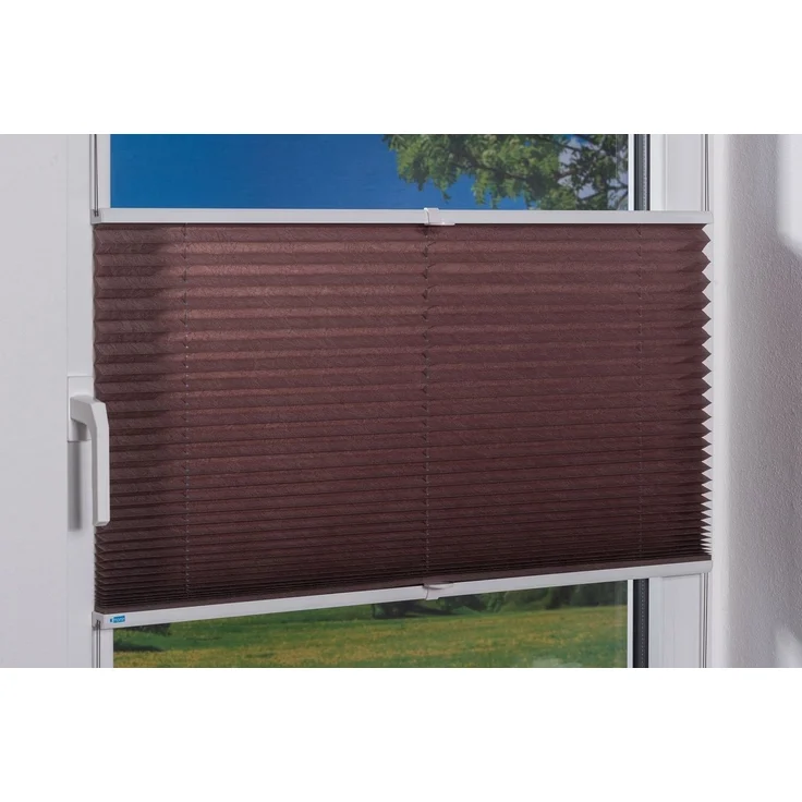 K-home Klemmfix-Plissee Palma 50x210 cm (B x L) Mokka Lichtschutz +++ Moderne Crushed Optik +++ – Bild 2