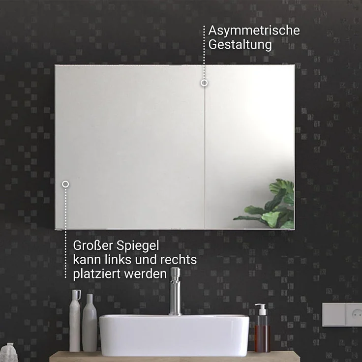 BADEDU GERS Spiegelschrank 80 cm breit, Weiß – Bild 4